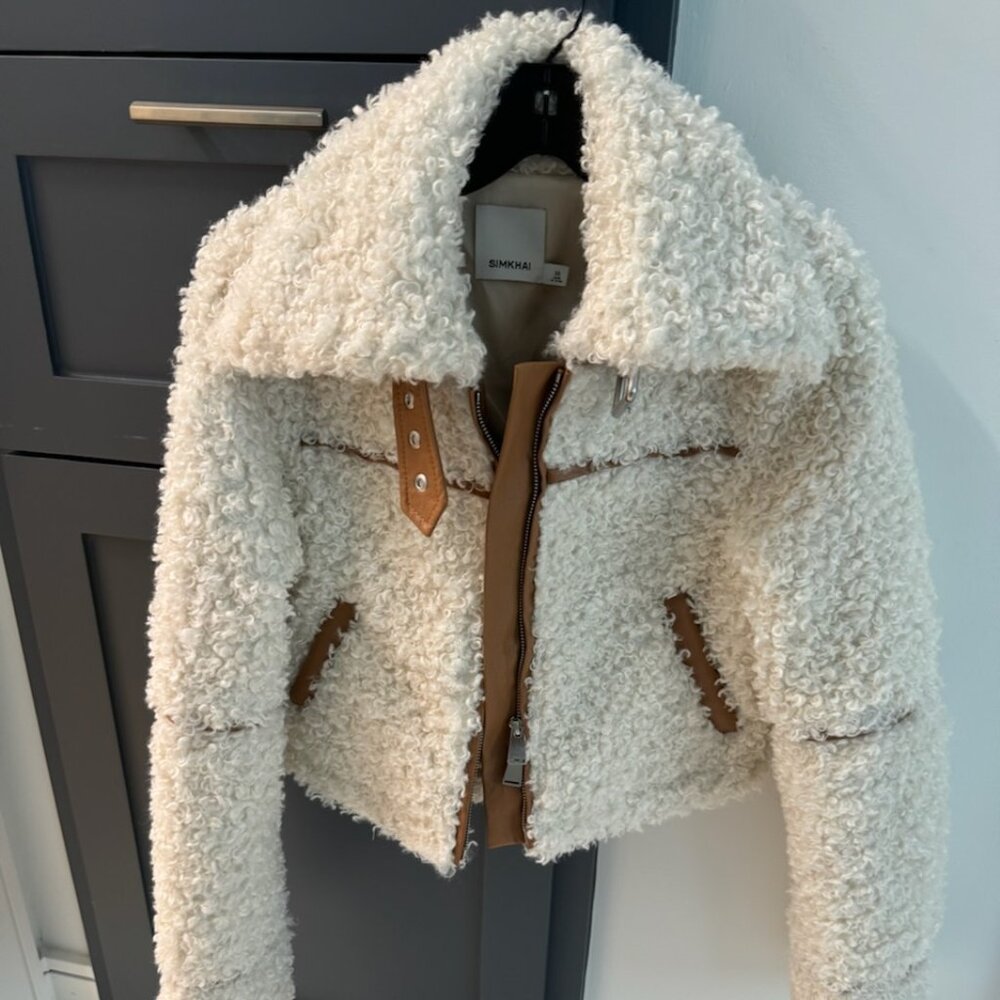 SIMKHAI Faux-Shearling Jacket-XS